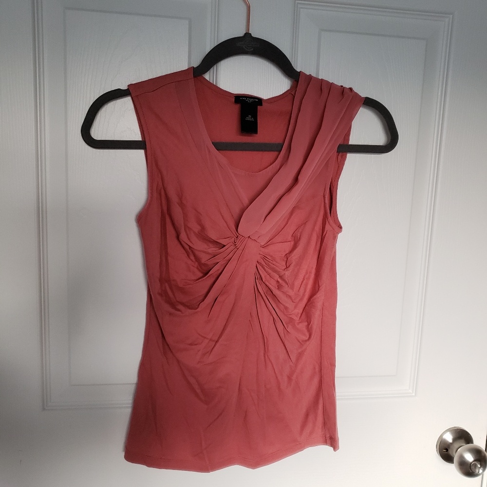 Ann Taylor Salmon Sleeveless Knot Front Blouse